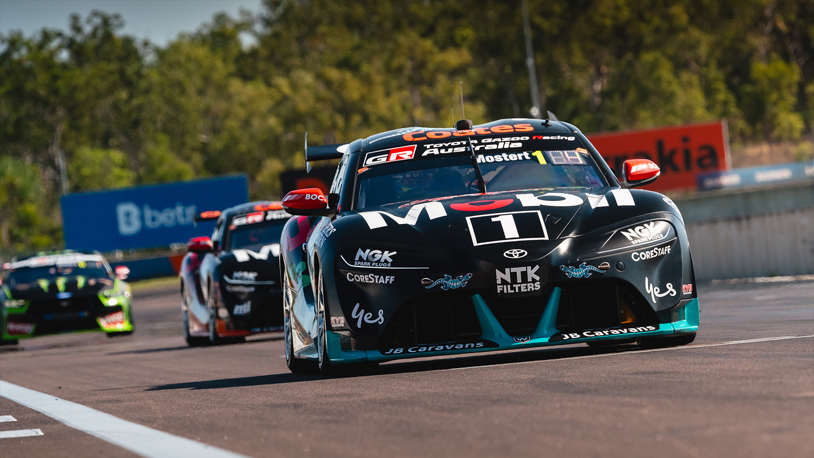 Chaz Mostert celebrates 400 Supercars race starts.